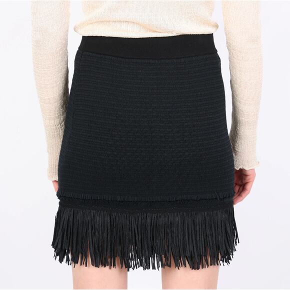 CLUB MONACO Fredrikah Fringe Knit Sweater Skirt In Black Size S - Picture 2 of 10